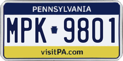 PA license plate MPK9801