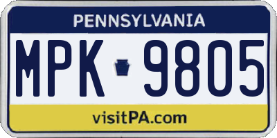 PA license plate MPK9805