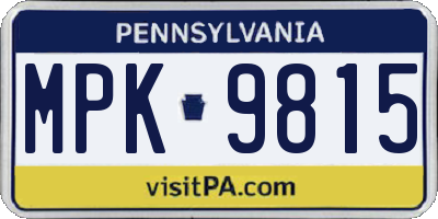 PA license plate MPK9815