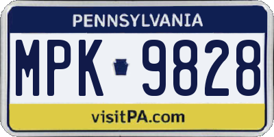 PA license plate MPK9828