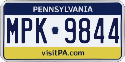 PA license plate MPK9844