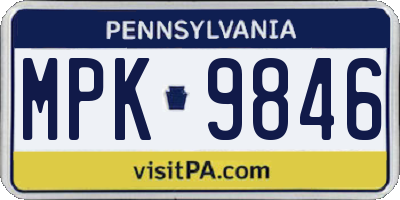 PA license plate MPK9846