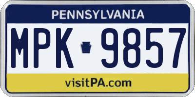 PA license plate MPK9857