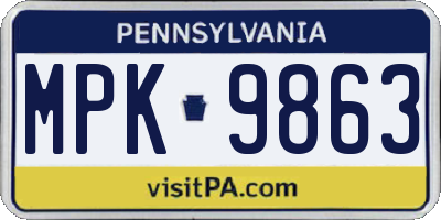 PA license plate MPK9863