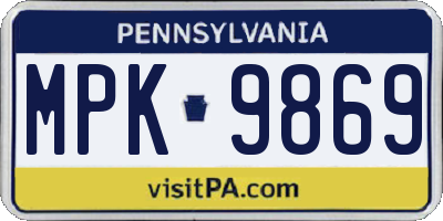 PA license plate MPK9869