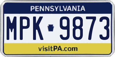 PA license plate MPK9873