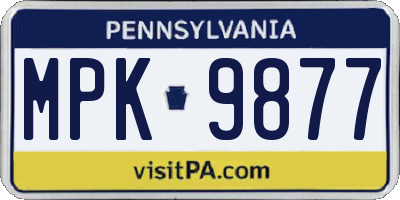 PA license plate MPK9877