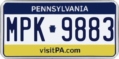 PA license plate MPK9883