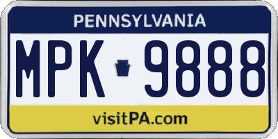 PA license plate MPK9888