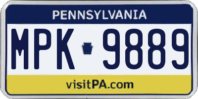 PA license plate MPK9889