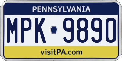 PA license plate MPK9890
