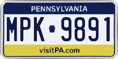 PA license plate MPK9891
