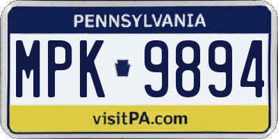 PA license plate MPK9894