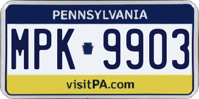 PA license plate MPK9903