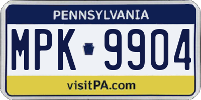 PA license plate MPK9904
