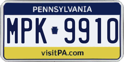 PA license plate MPK9910