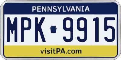 PA license plate MPK9915