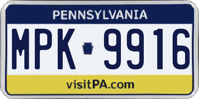 PA license plate MPK9916