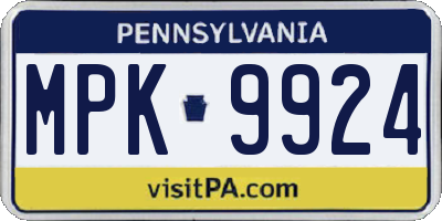 PA license plate MPK9924
