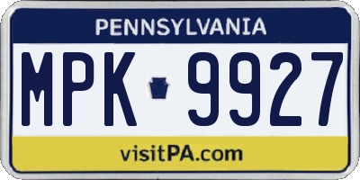 PA license plate MPK9927