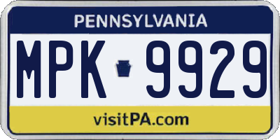 PA license plate MPK9929