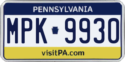 PA license plate MPK9930