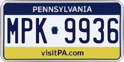 PA license plate MPK9936
