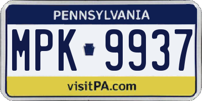 PA license plate MPK9937