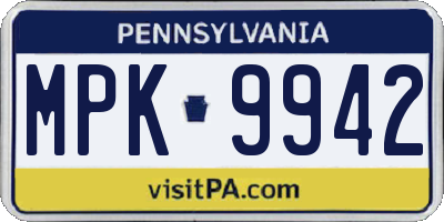 PA license plate MPK9942