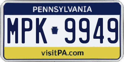 PA license plate MPK9949