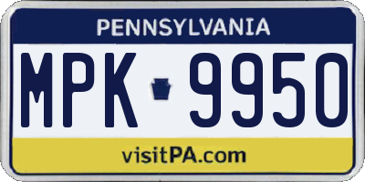 PA license plate MPK9950
