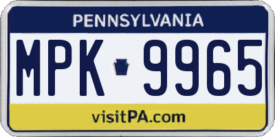 PA license plate MPK9965