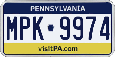 PA license plate MPK9974