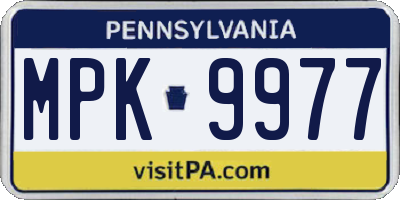 PA license plate MPK9977