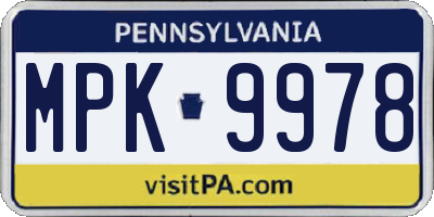 PA license plate MPK9978