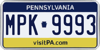 PA license plate MPK9993