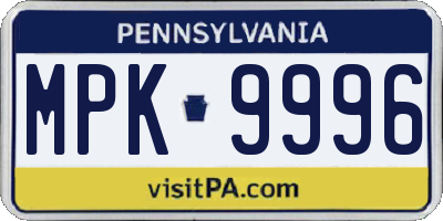 PA license plate MPK9996