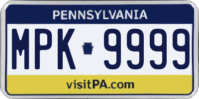 PA license plate MPK9999