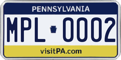 PA license plate MPL0002