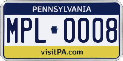 PA license plate MPL0008