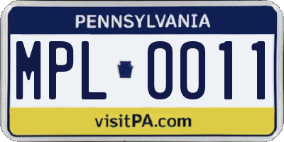 PA license plate MPL0011