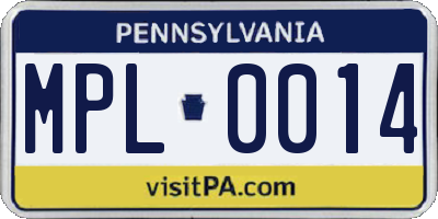 PA license plate MPL0014