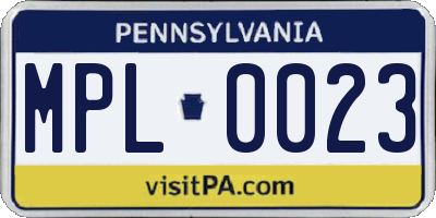 PA license plate MPL0023