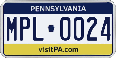 PA license plate MPL0024