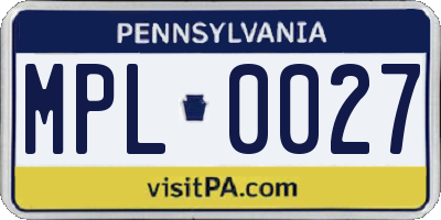 PA license plate MPL0027