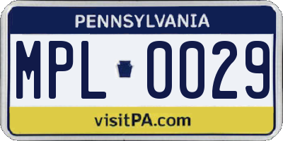 PA license plate MPL0029
