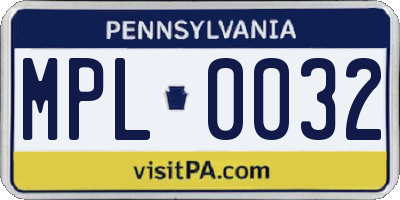 PA license plate MPL0032