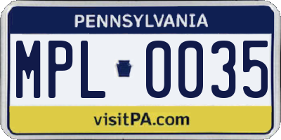 PA license plate MPL0035