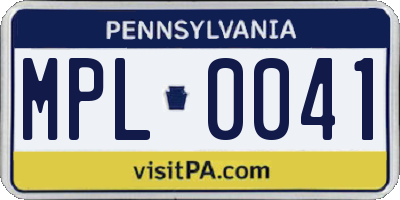 PA license plate MPL0041