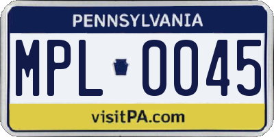 PA license plate MPL0045